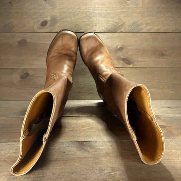 frye campus womens size 8 shoes brown leather tall heel riding boots USA - Picture 8 of 11